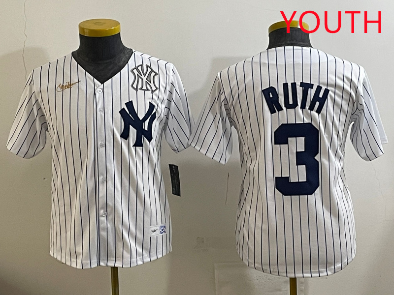 Youth New York Yankees #3 Ruth White 2025 Nike MLB jersey style 28